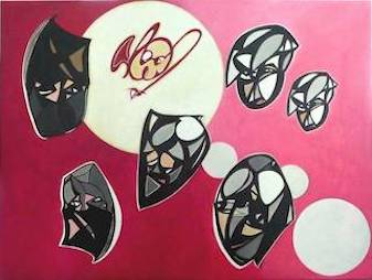 maskers_zw 80x60 cm 337